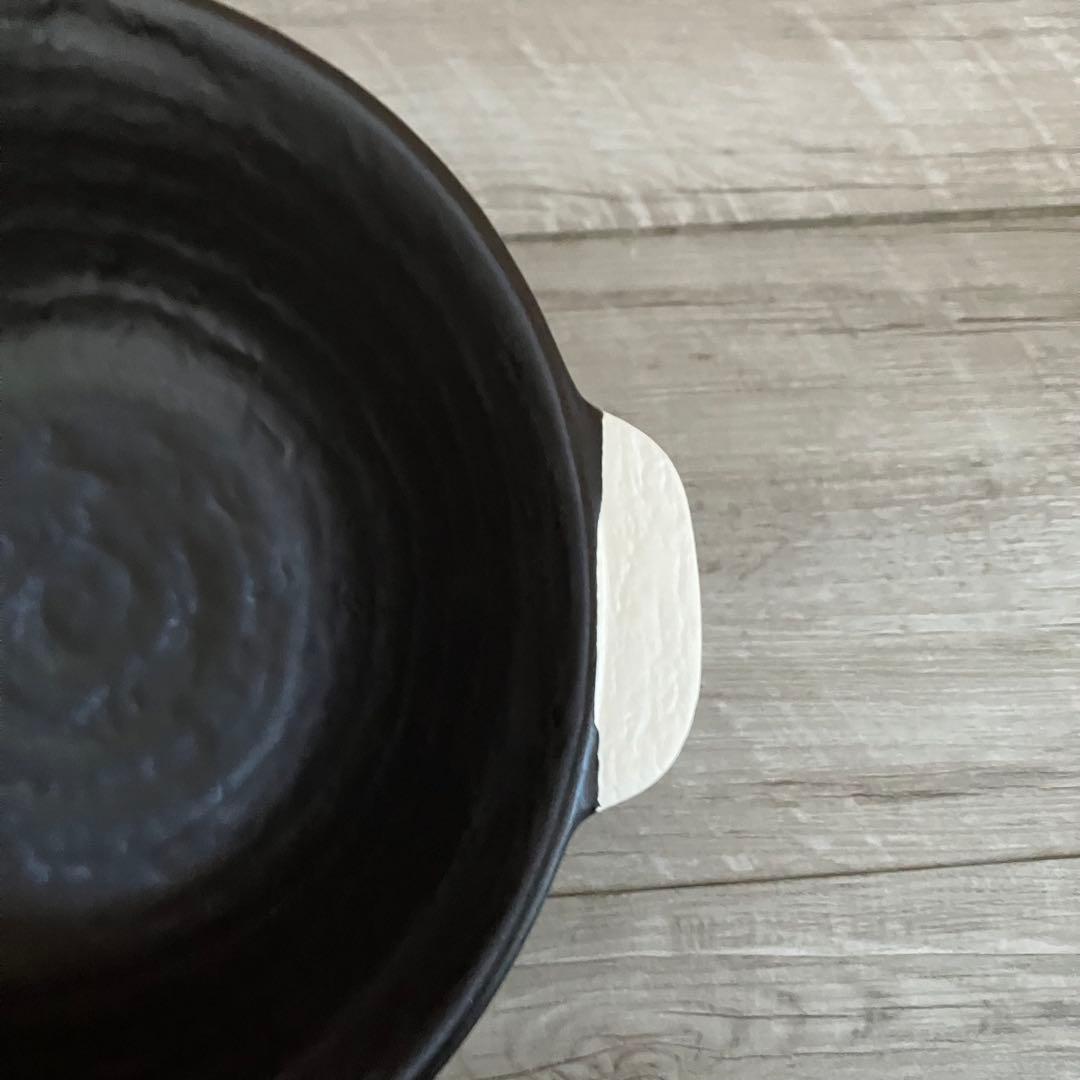 E-1 【オーブンOK】耐熱 ラーメン鉢 ペアセット（れんげ付き）黒 萬古焼