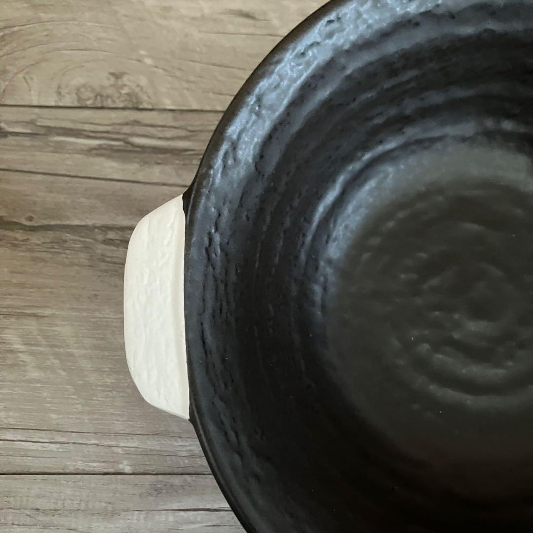 E-1 【オーブンOK】耐熱 ラーメン鉢 ペアセット（れんげ付き）黒 萬古焼