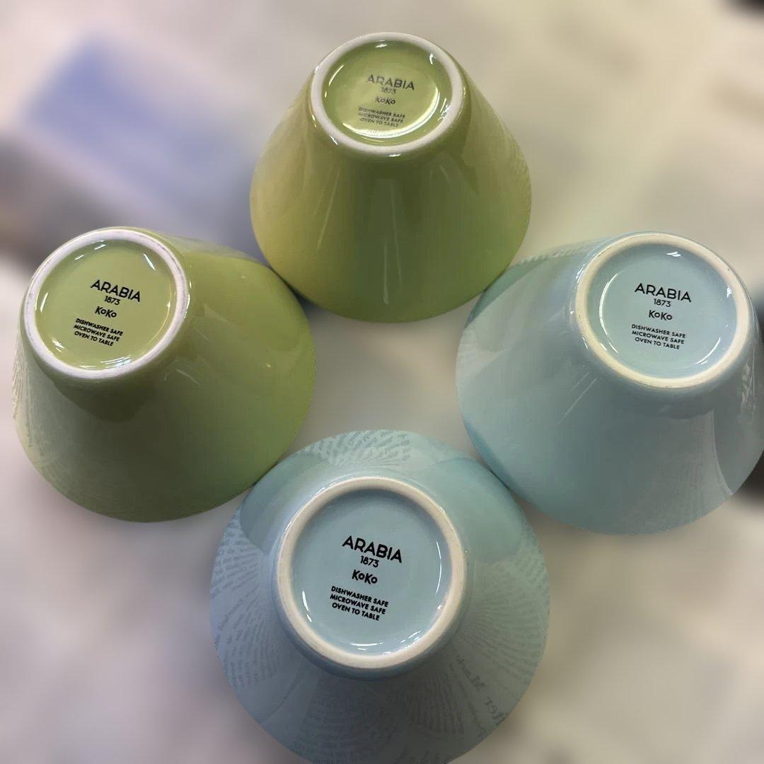 ARABIA koko アラビア ココボウル4個セット グリーン&ブルー 美品