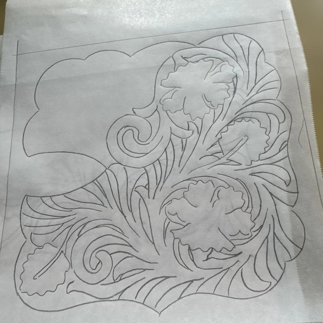 作成中 ウォレット 財布 本革 カービング 手縫い ヌメ革 オリジナル ロング