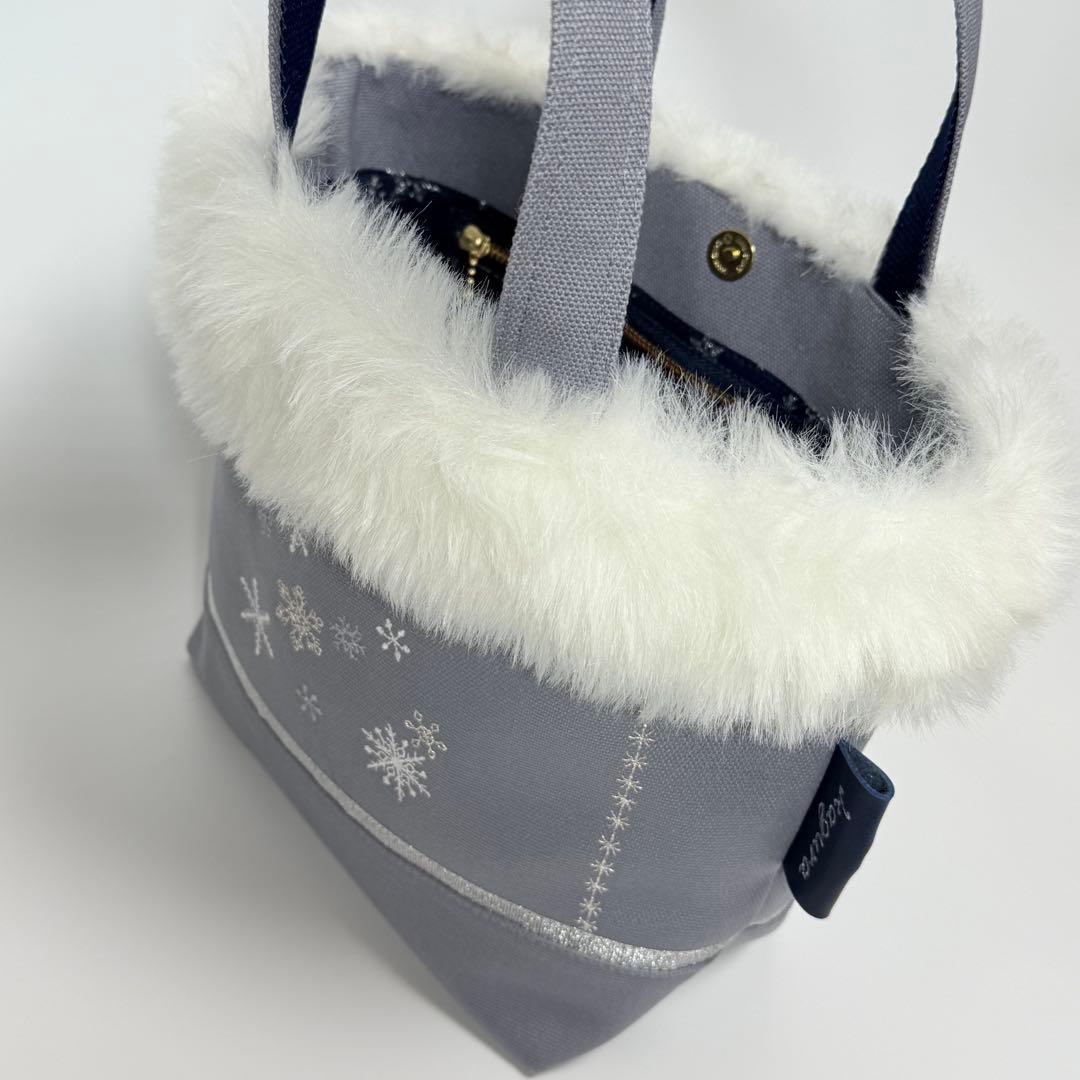 アメリカンショートヘアー刺繍♡ボア付き帆布トートバッグ