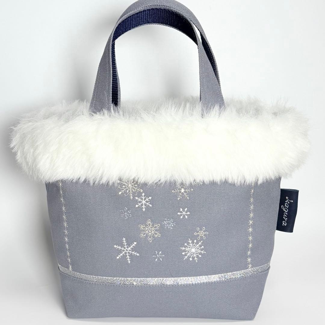 アメリカンショートヘアー刺繍♡ボア付き帆布トートバッグ