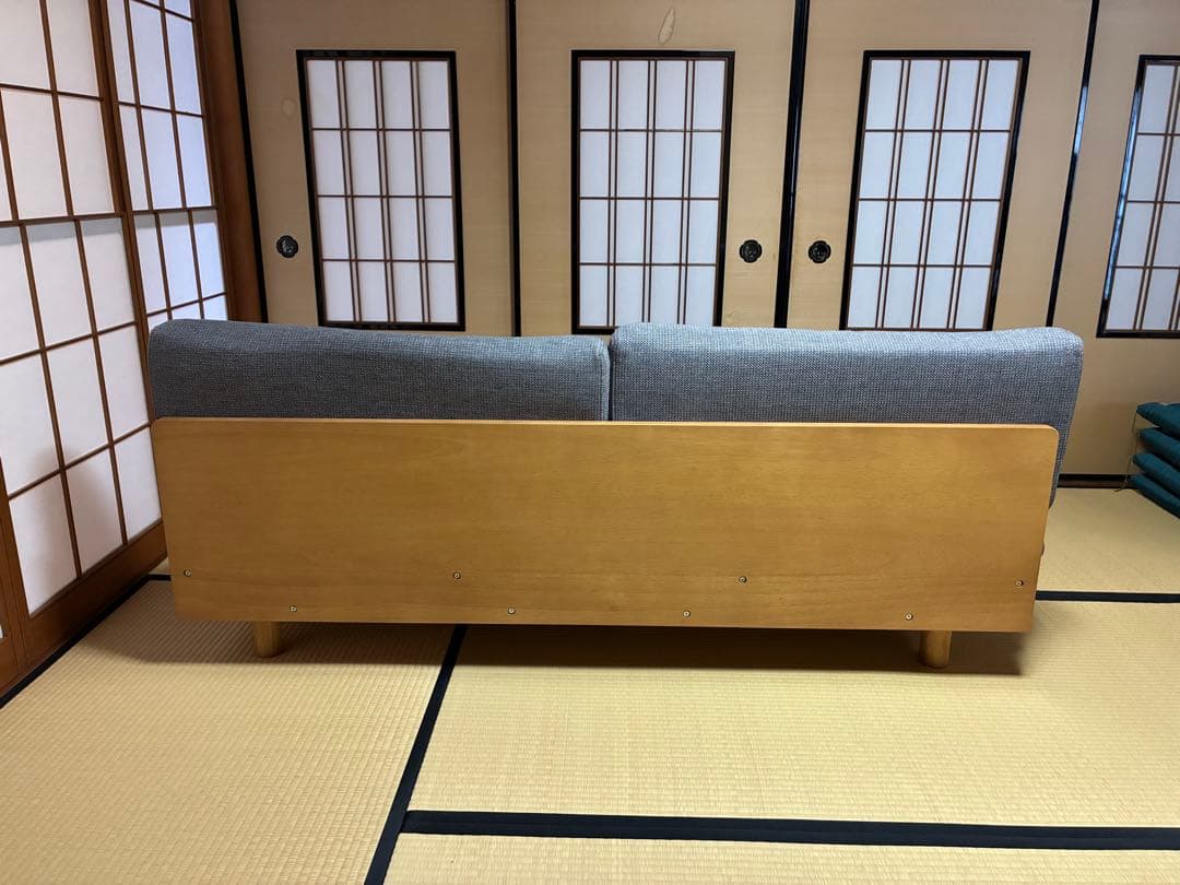 無印良品　ゆったり座れるアームレスソファ　３シーター　ポリエステル平織　グレー