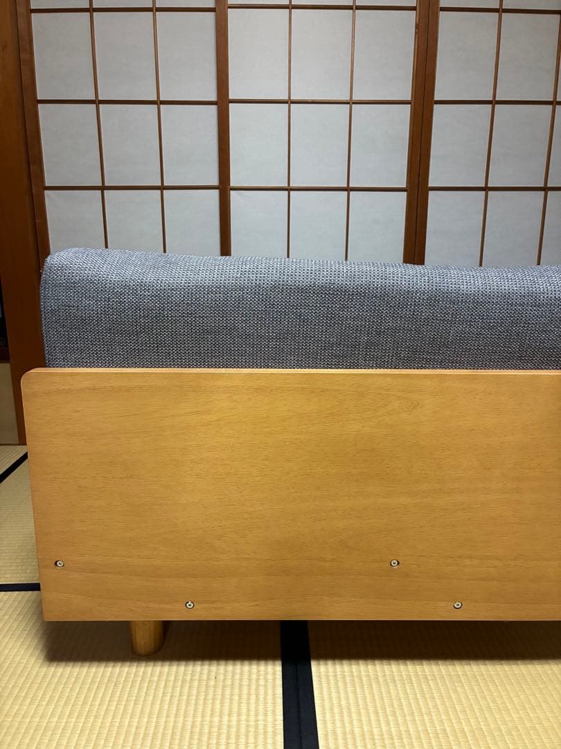 無印良品　ゆったり座れるアームレスソファ　３シーター　ポリエステル平織　グレー