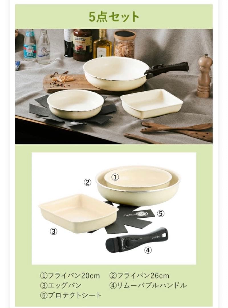 グリーンパン 5点セット PFASフリー