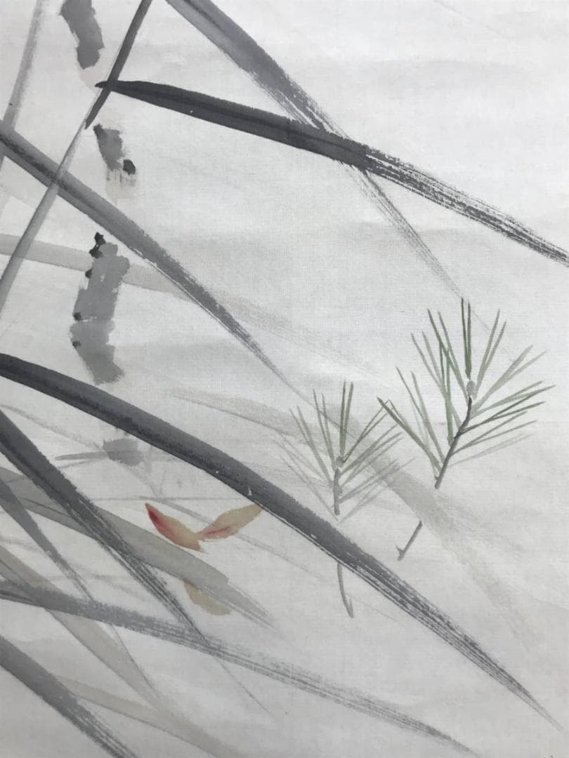 【真作】春水/秋草小禽図/秋草図/小鳥図/掛軸/名家伝来/AD-90