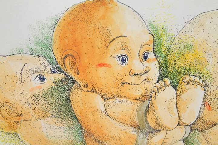 籔内佐斗司 【おきあがり童子】 手彩色 エッチング