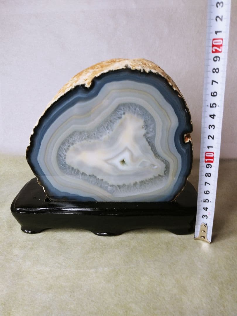 ☆658 アゲート装飾石 黒色スタンド付き