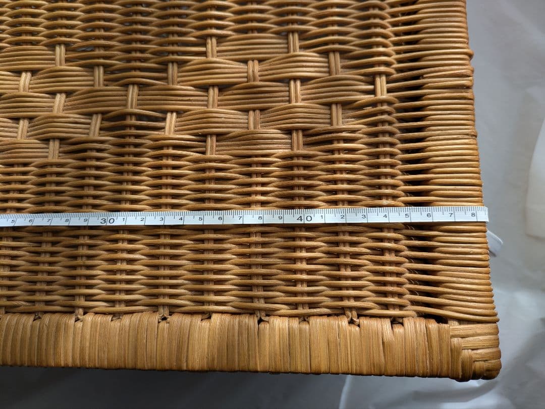 アンティーク ラタン 蓋付き大きめバスケット 収納ボックス かご 籠　昭和レトロ
