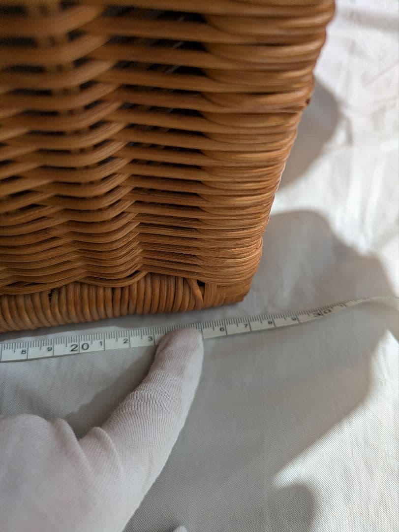 アンティーク ラタン 蓋付き大きめバスケット 収納ボックス かご 籠　昭和レトロ