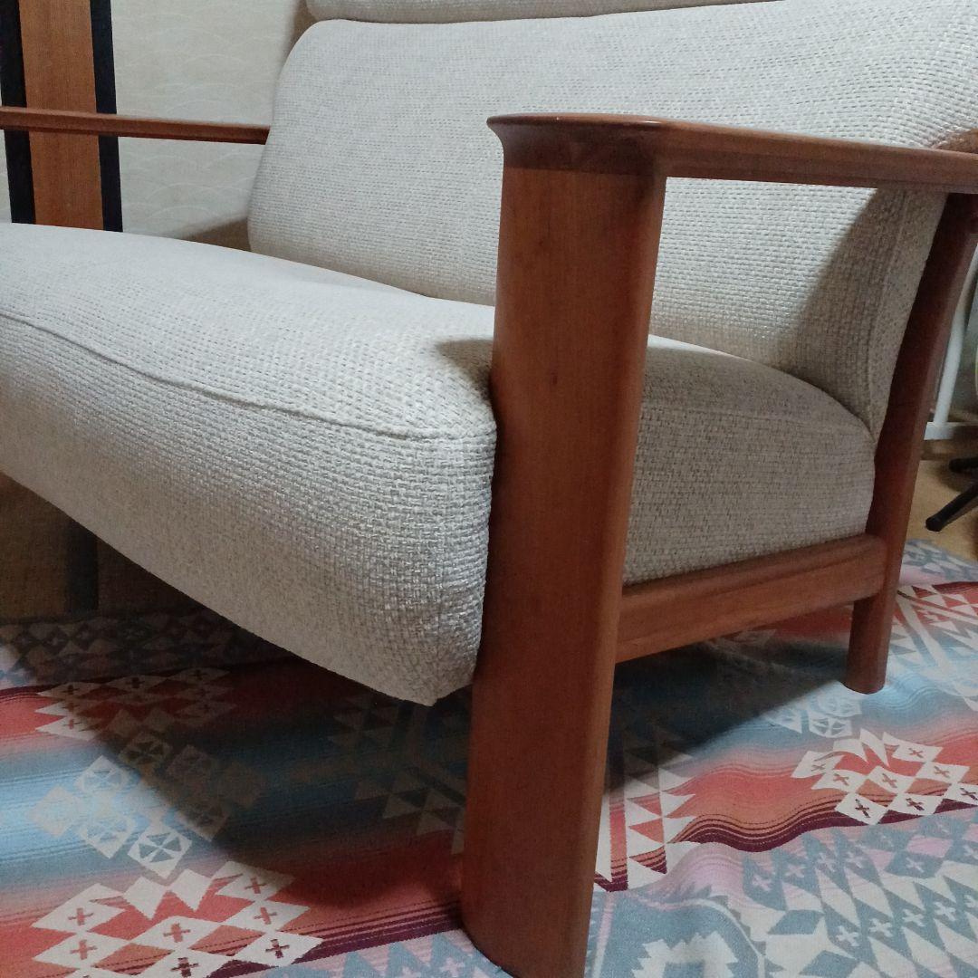 【カリモク】平織布地セミハイバック二人掛けソファー ベージュ系