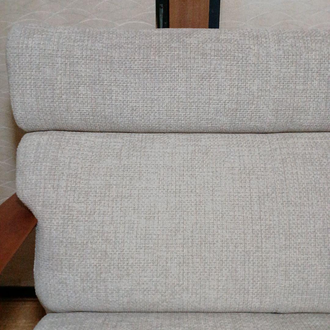 【カリモク】平織布地セミハイバック二人掛けソファー ベージュ系