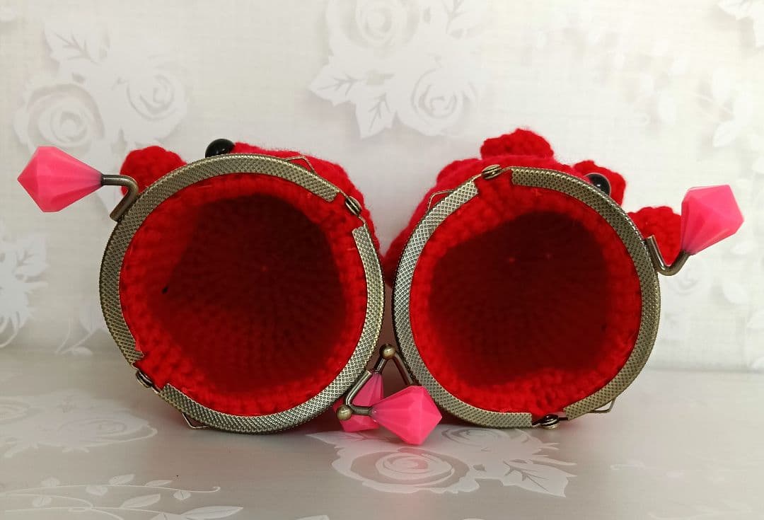 ✽ハンドメイド✽あみぐるみ がま口 手編み カエルちゃん タコさんポーチ♡