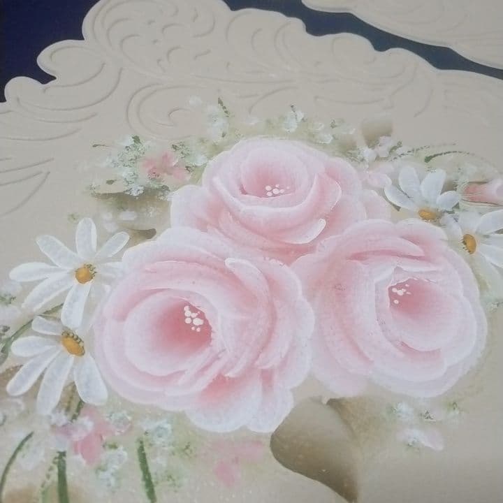 クリーム色ランチョンマット　2枚組トールペイント