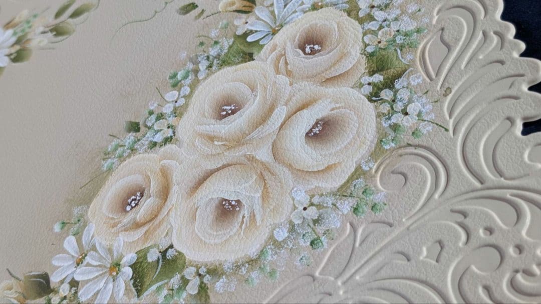 クリーム色ランチョンマット　2枚組トールペイント