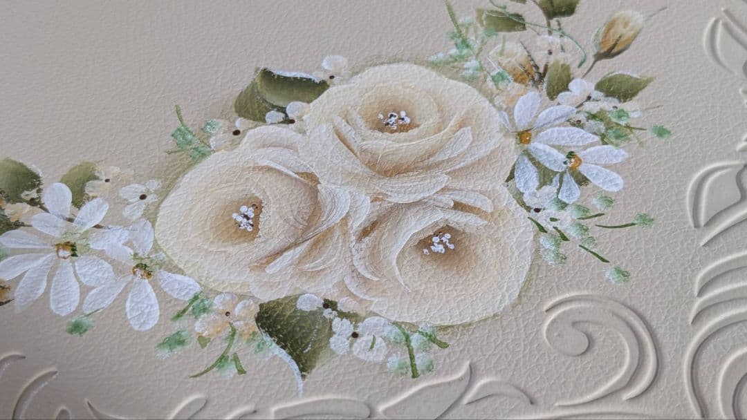 クリーム色ランチョンマット　2枚組トールペイント