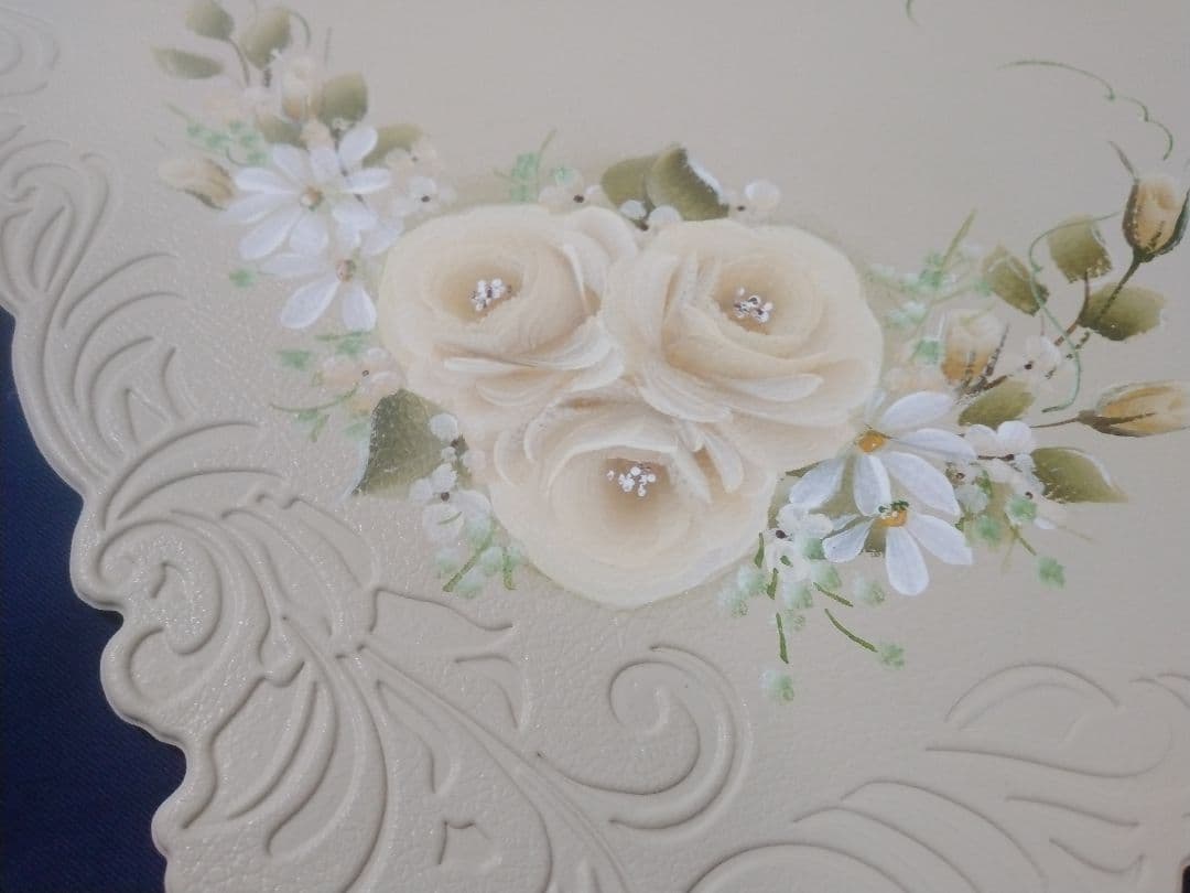 クリーム色ランチョンマット　2枚組トールペイント