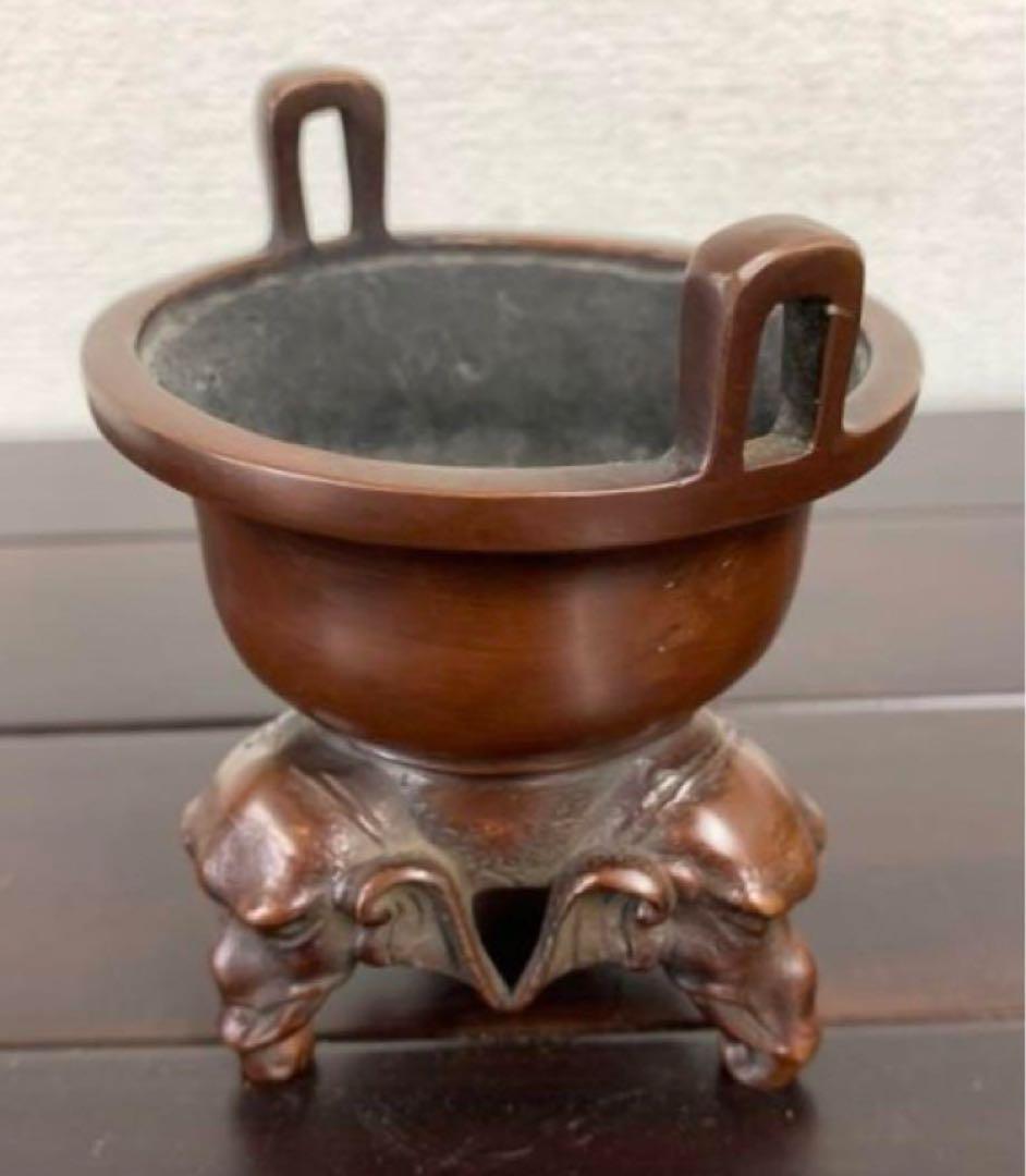 中国古銅香炉　大明古銅象足香炉 【宣徳年製】在銘 y639