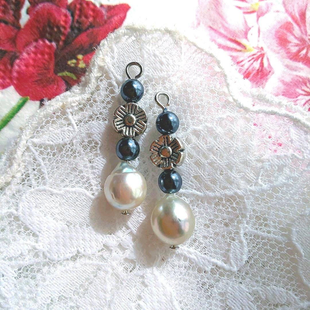 ♡期間限定販売【10】あこや真珠バロックパールのチャーム、ピアス、イヤリング♡