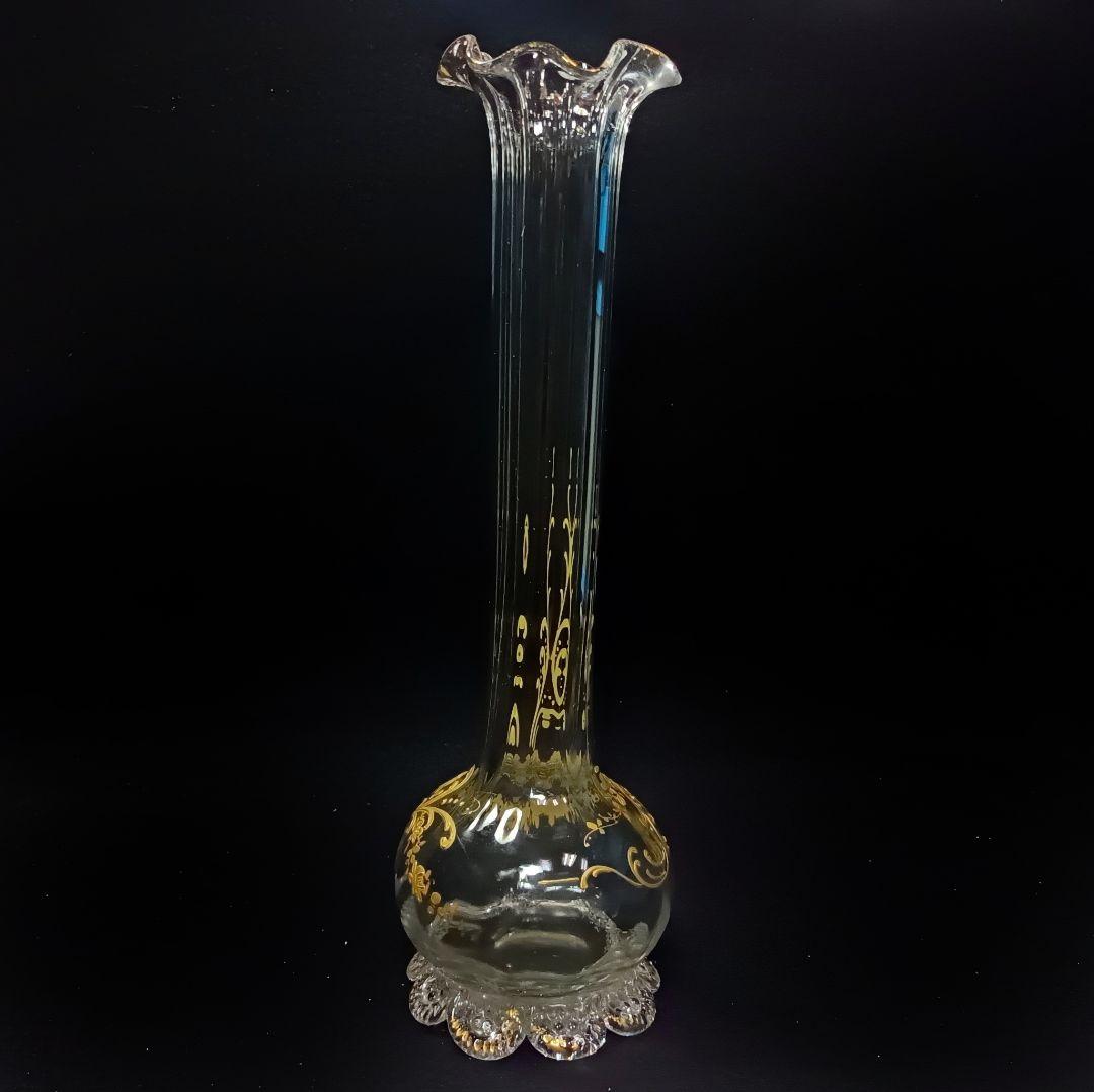 【希少】オールドバカラ 金彩 花瓶 フラワーベース