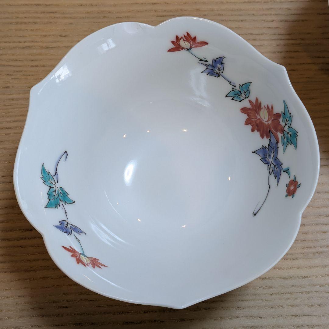 十三代　酒井田柿右衛門　牡丹文　中付　五客　共箱　栞