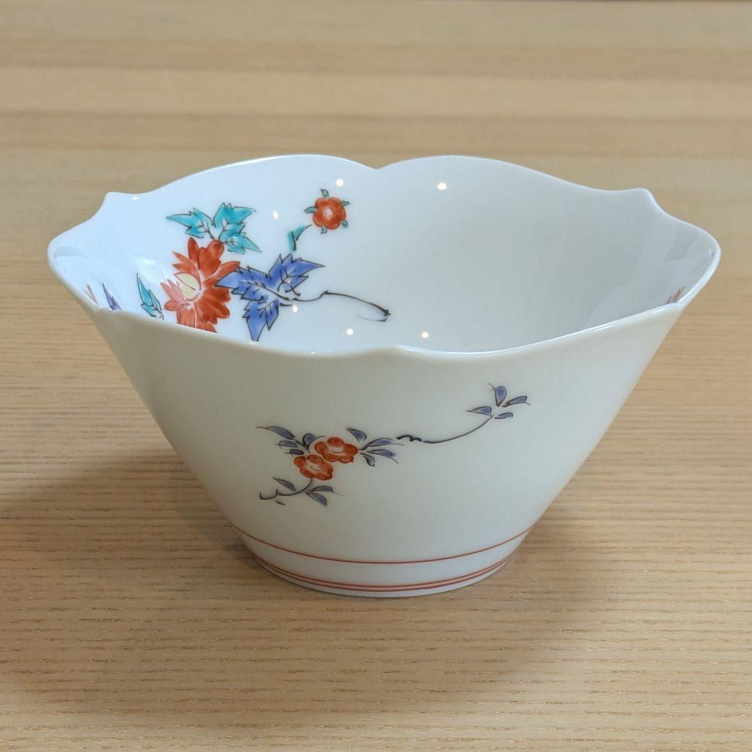 十三代　酒井田柿右衛門　牡丹文　中付　五客　共箱　栞