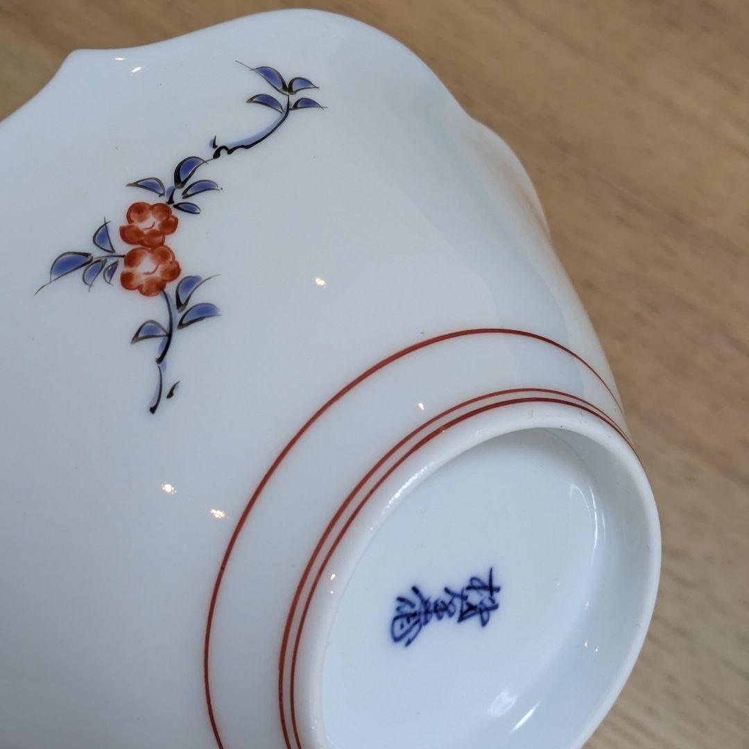 十三代　酒井田柿右衛門　牡丹文　中付　五客　共箱　栞