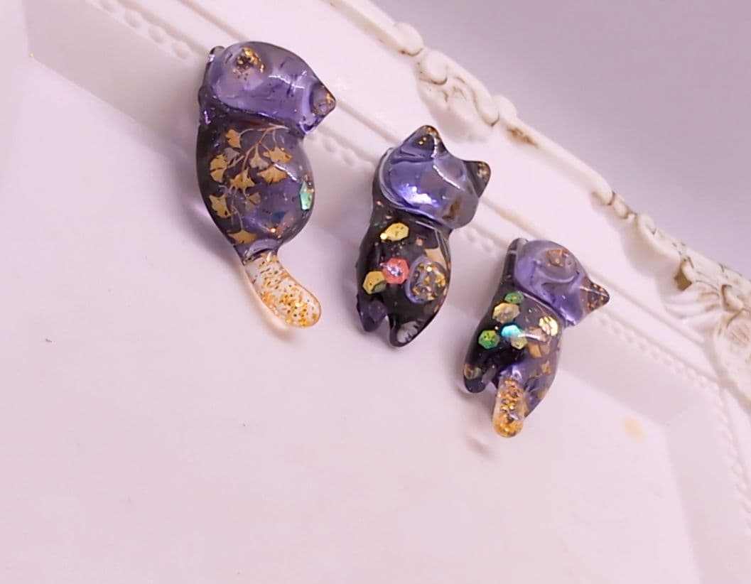 レジン パーツ イチョウ 猫 天然石