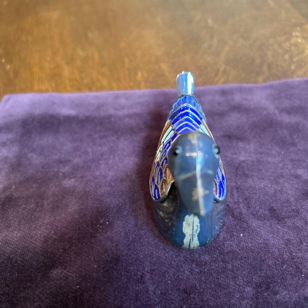 稀少ヴィンテージアヒルの塩コショウ入れセットシルバーにエナメルミニスプーン付き