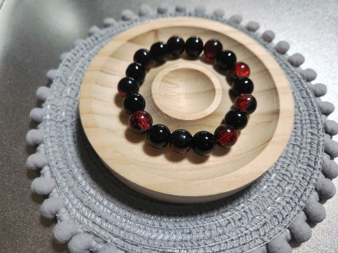 ビーズブレスレット【Mutual loveシリーズ(Black&Red他)】