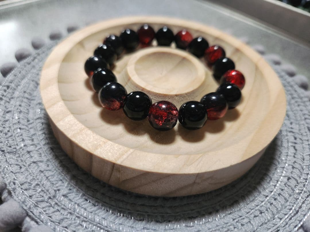 ビーズブレスレット【Mutual loveシリーズ(Black&Red他)】