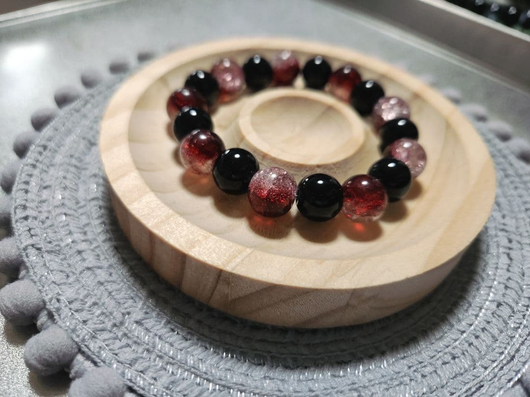 ビーズブレスレット【Mutual loveシリーズ(Black&Red他)】