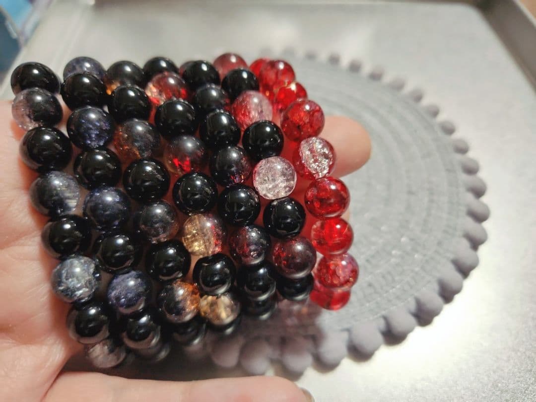 ビーズブレスレット【Mutual loveシリーズ(Black&Red他)】