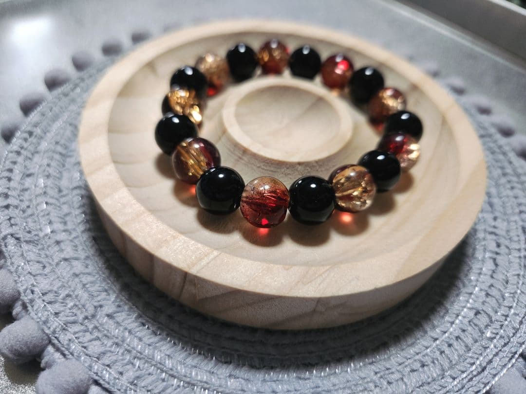 ビーズブレスレット【Mutual loveシリーズ(Black&Red他)】