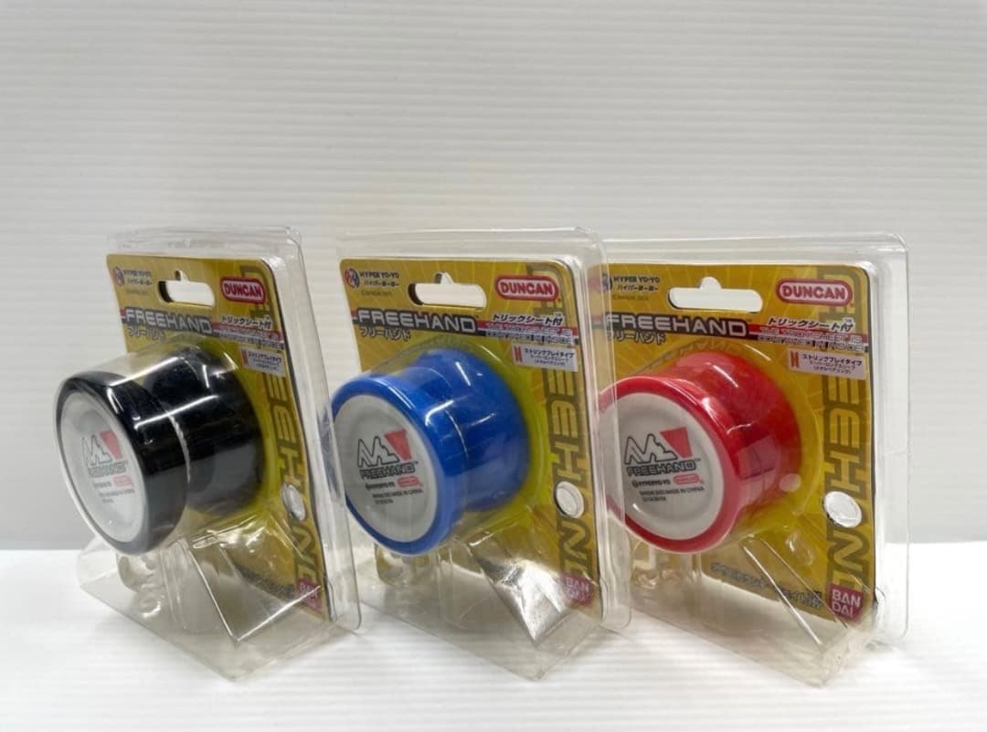 【未使用レア】バンダイ フリーハンド ヨーヨー 3色セット＋カスタム用品付き