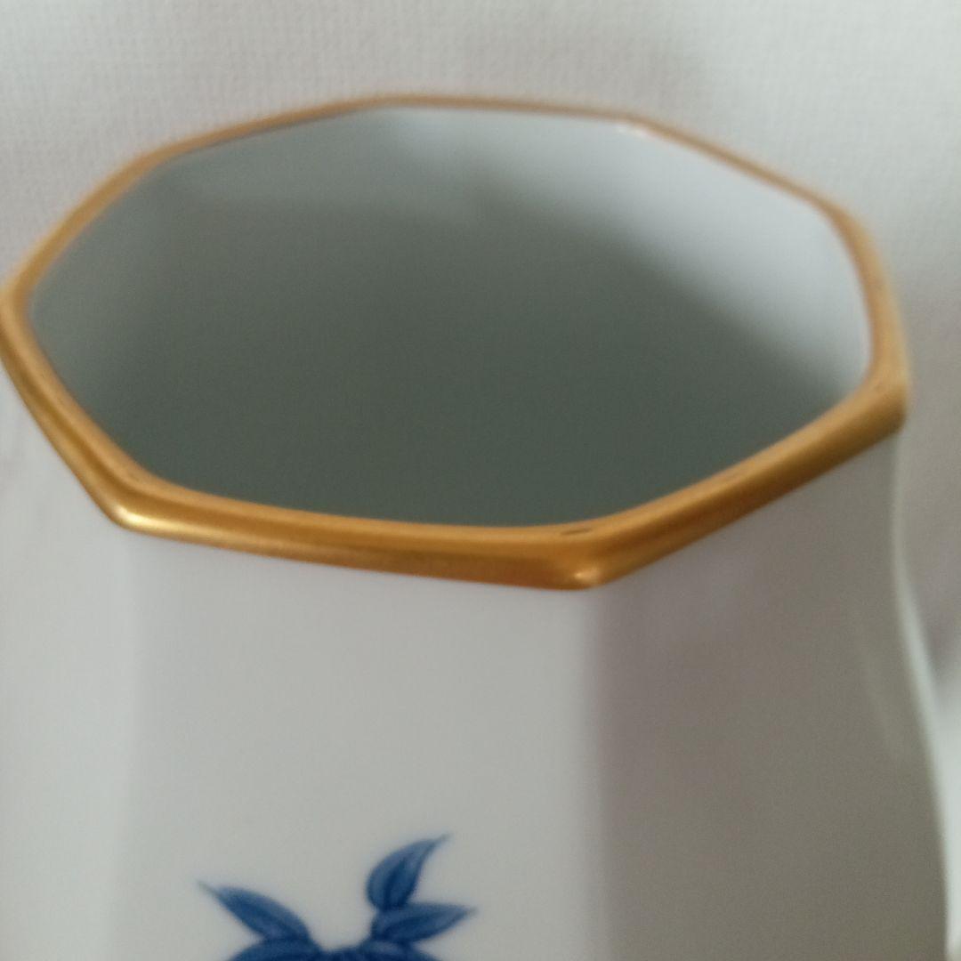 大倉陶園  OKURA  オークラ  染付  四君子  八角  花瓶  花器