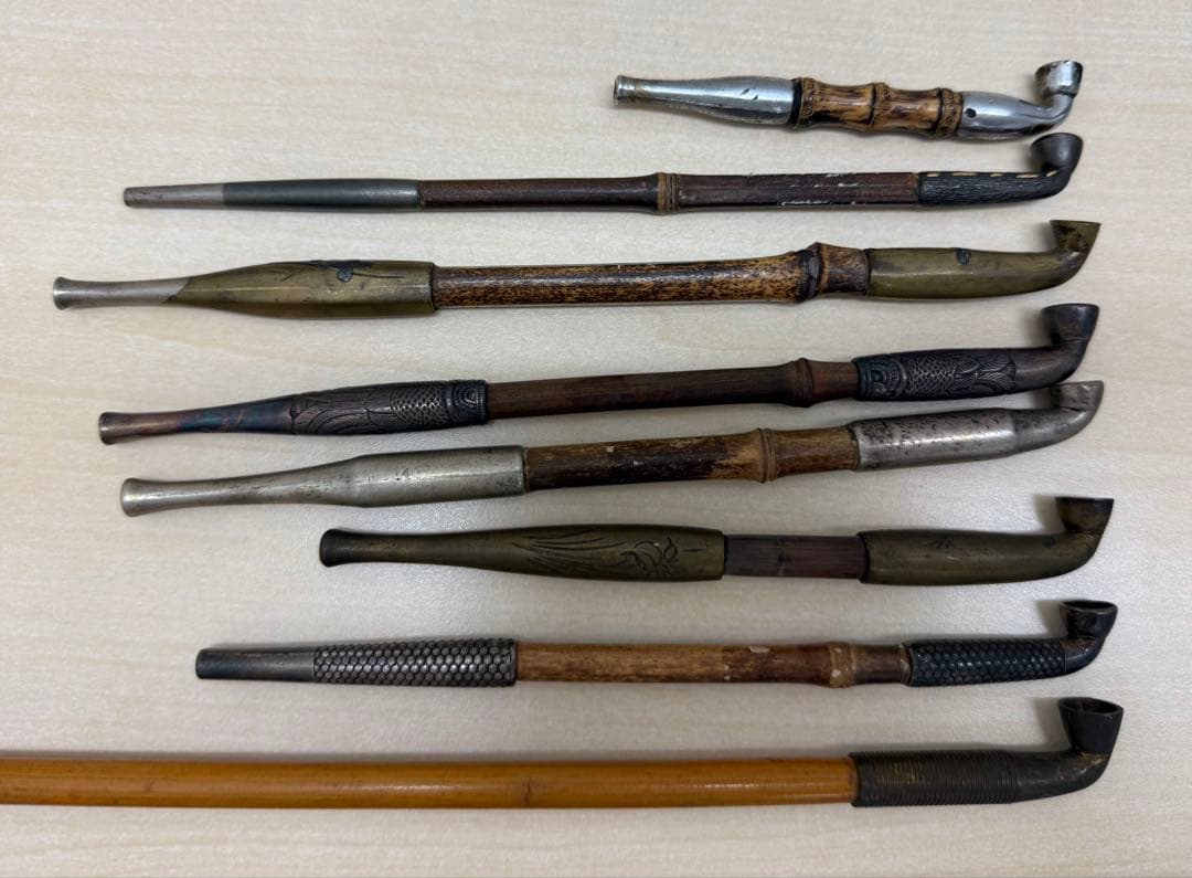 【希少】年代物キセル 8本セット／煙管／アンティーク／江戸・明治〜昭和初期