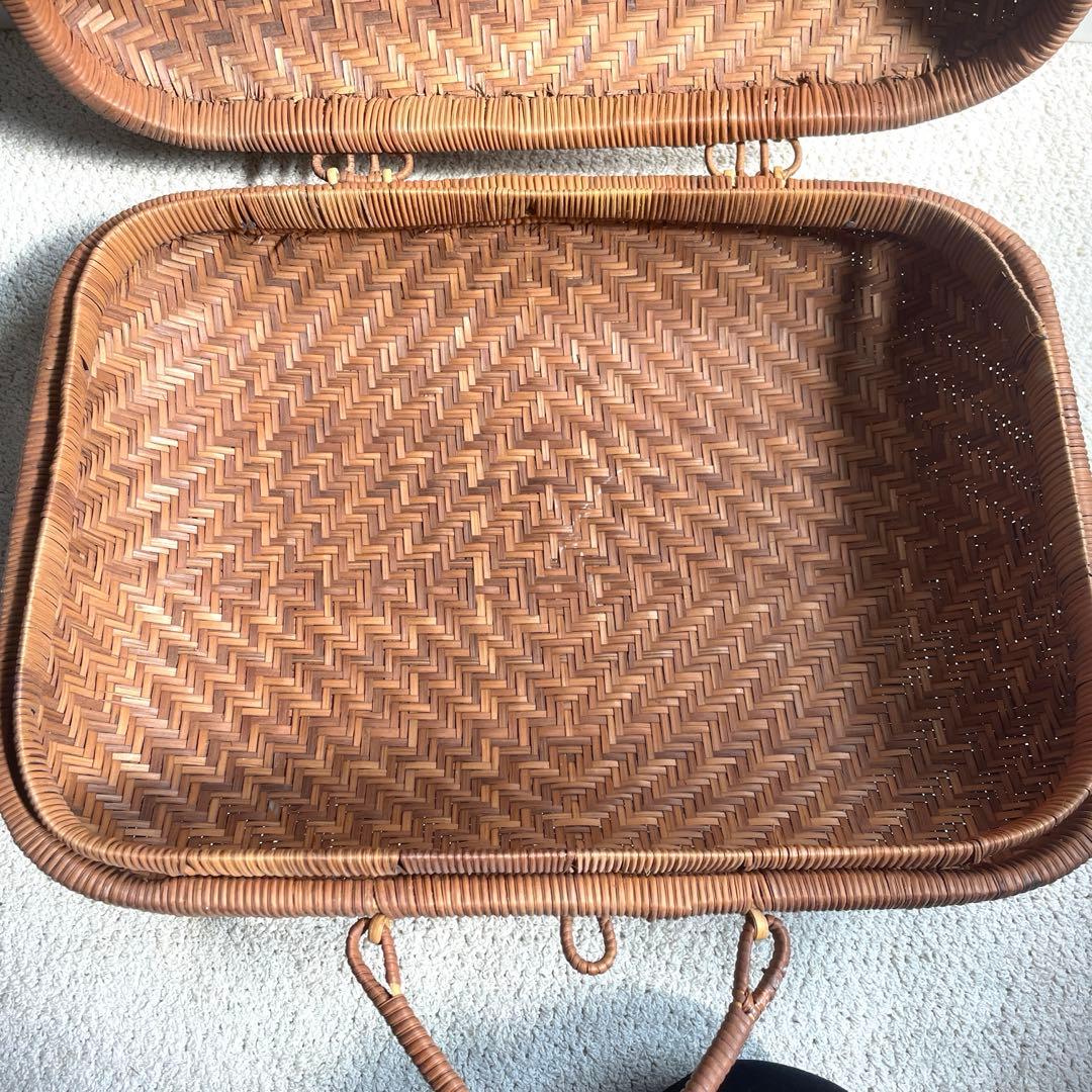 昭和レトロ 柳行李 竹編み かごバッグ バスケット 和装バッグ大43cm