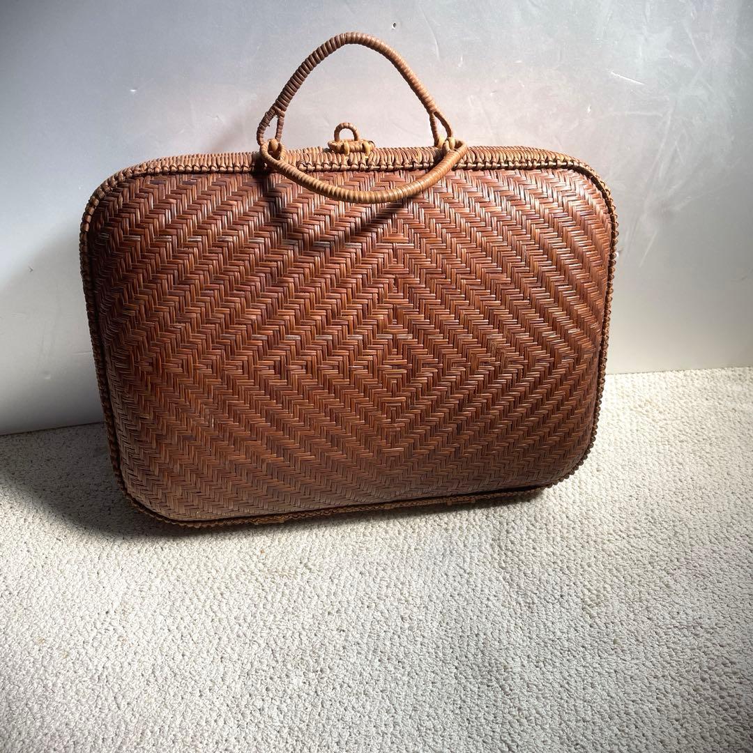 昭和レトロ 柳行李 竹編み かごバッグ バスケット 和装バッグ大43cm