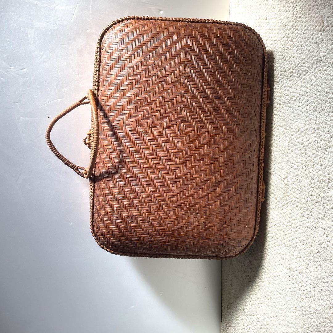 昭和レトロ 柳行李 竹編み かごバッグ バスケット 和装バッグ大43cm