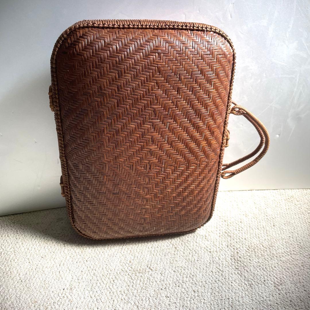 昭和レトロ 柳行李 竹編み かごバッグ バスケット 和装バッグ大43cm