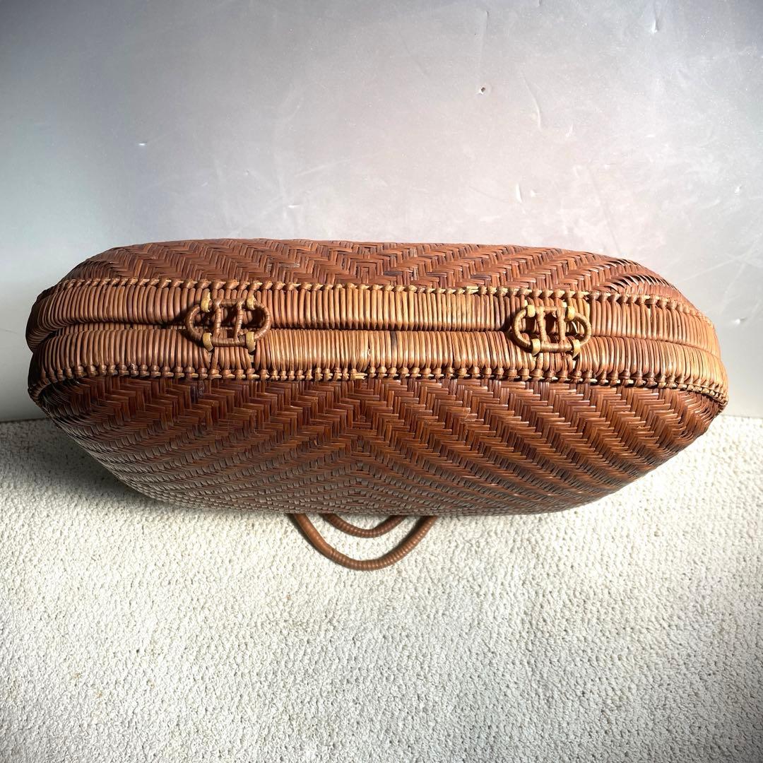 昭和レトロ 柳行李 竹編み かごバッグ バスケット 和装バッグ大43cm
