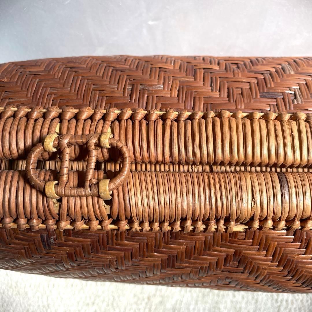 昭和レトロ 柳行李 竹編み かごバッグ バスケット 和装バッグ大43cm