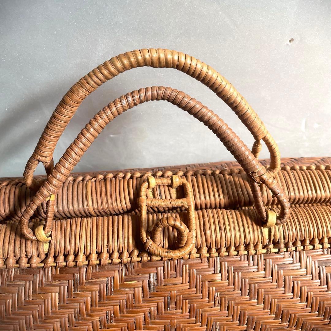 昭和レトロ 柳行李 竹編み かごバッグ バスケット 和装バッグ大43cm