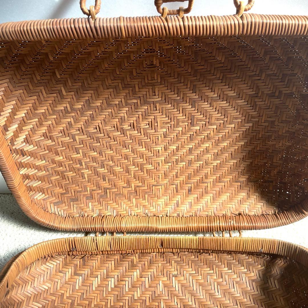 昭和レトロ 柳行李 竹編み かごバッグ バスケット 和装バッグ大43cm