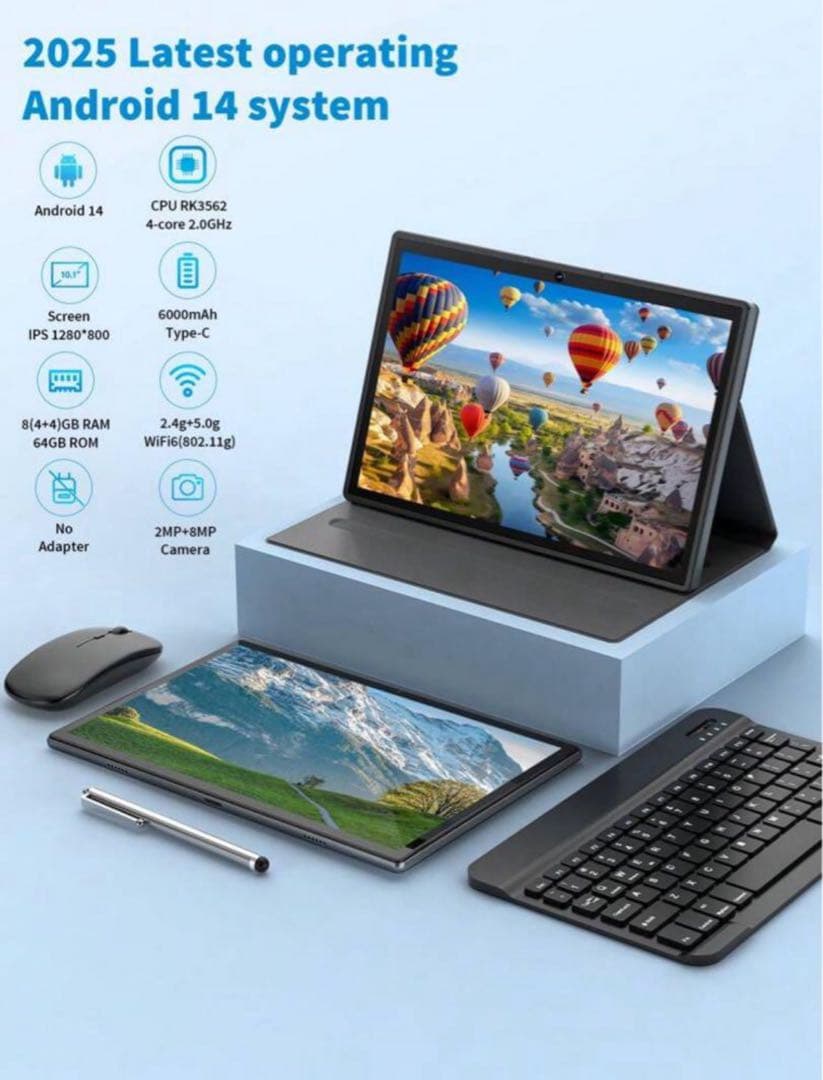 Relndoo Android 14 タブレット 10インチ