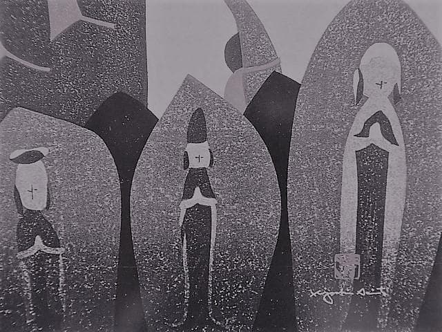 斎藤清、【霊峰（１９）野の仏】、希少な額装用画集より