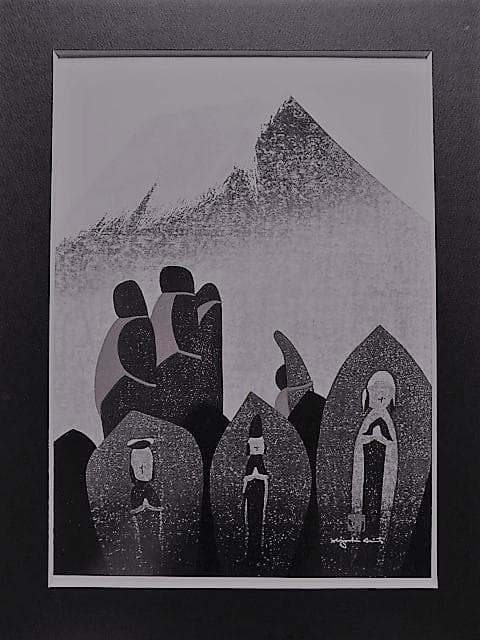 斎藤清、【霊峰（１９）野の仏】、希少な額装用画集より