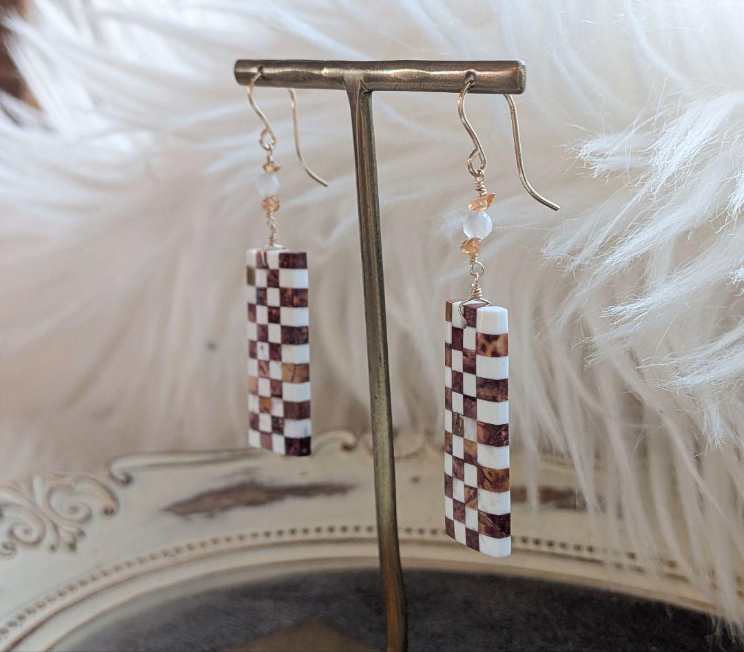 14kgfピカソジャスパー＆ハウライト ピアスチャーム