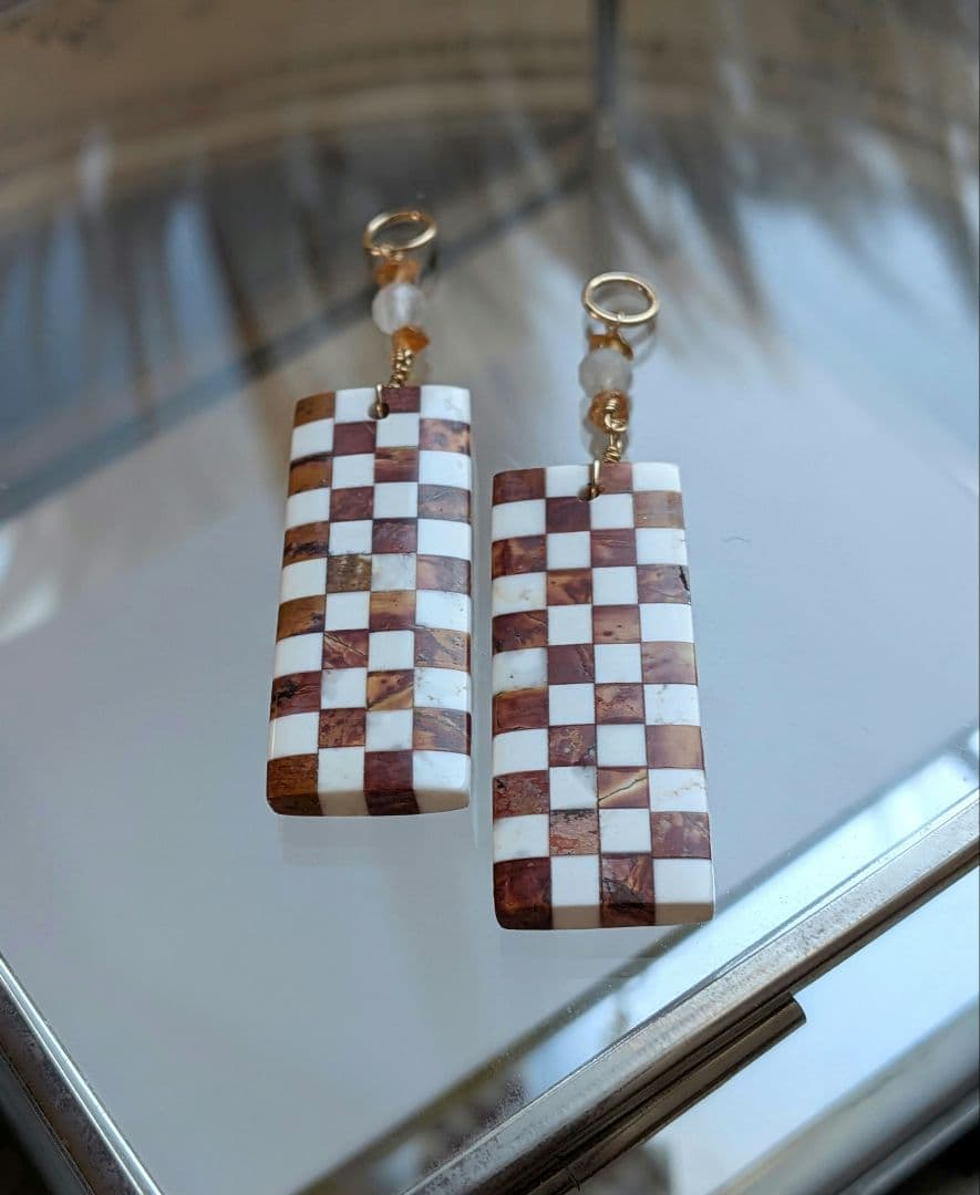 14kgfピカソジャスパー＆ハウライト ピアスチャーム